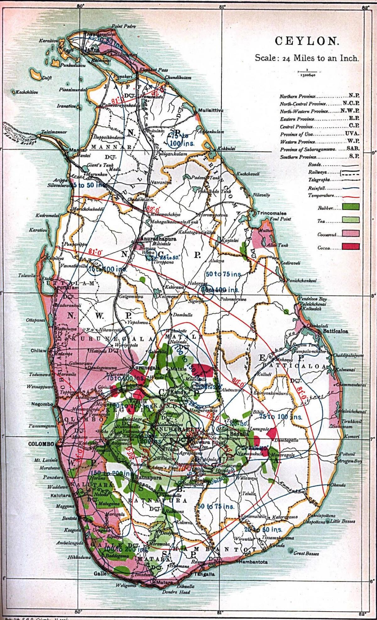 karte Ceylon Šrilanka