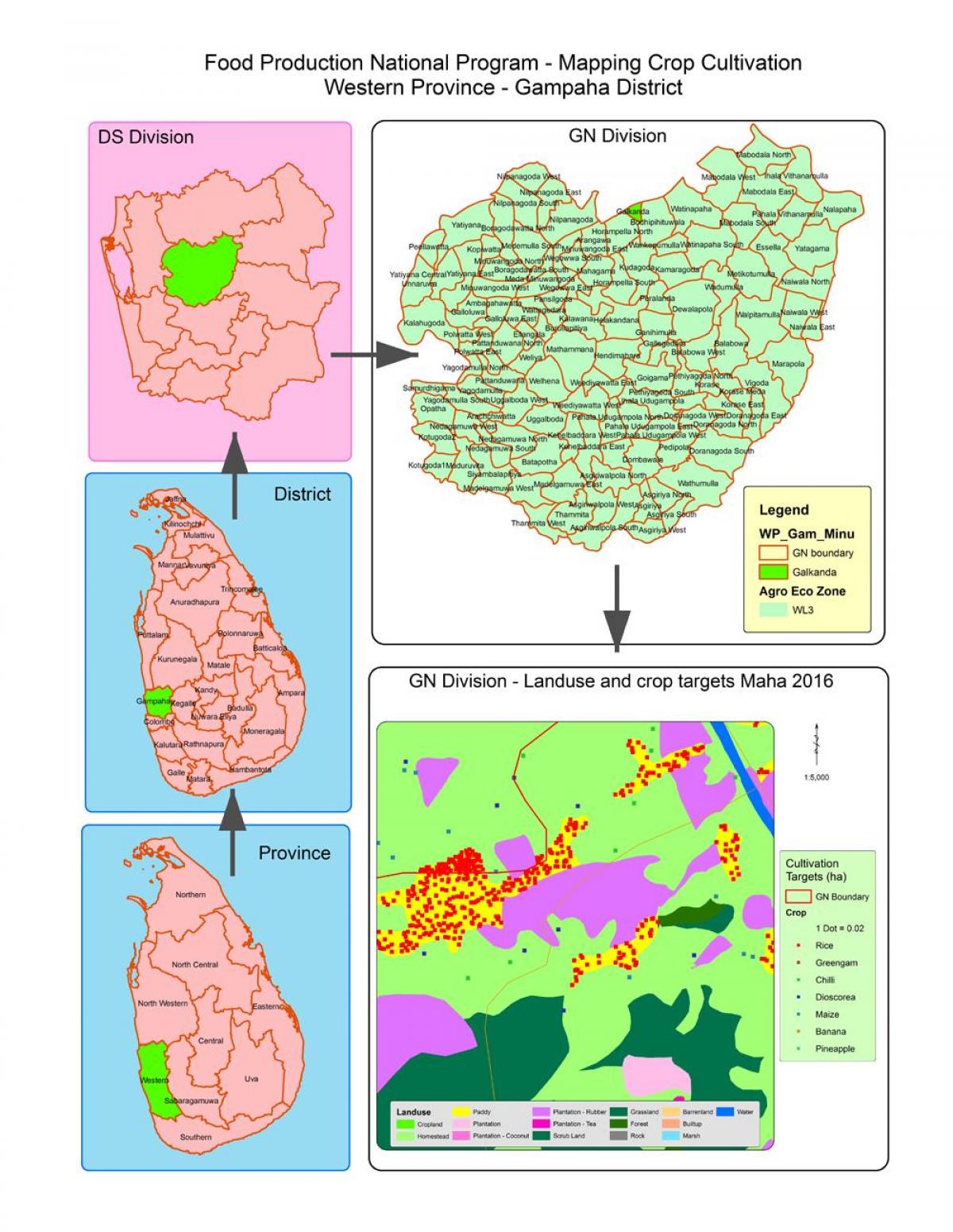 karte gn division map Šrilanka