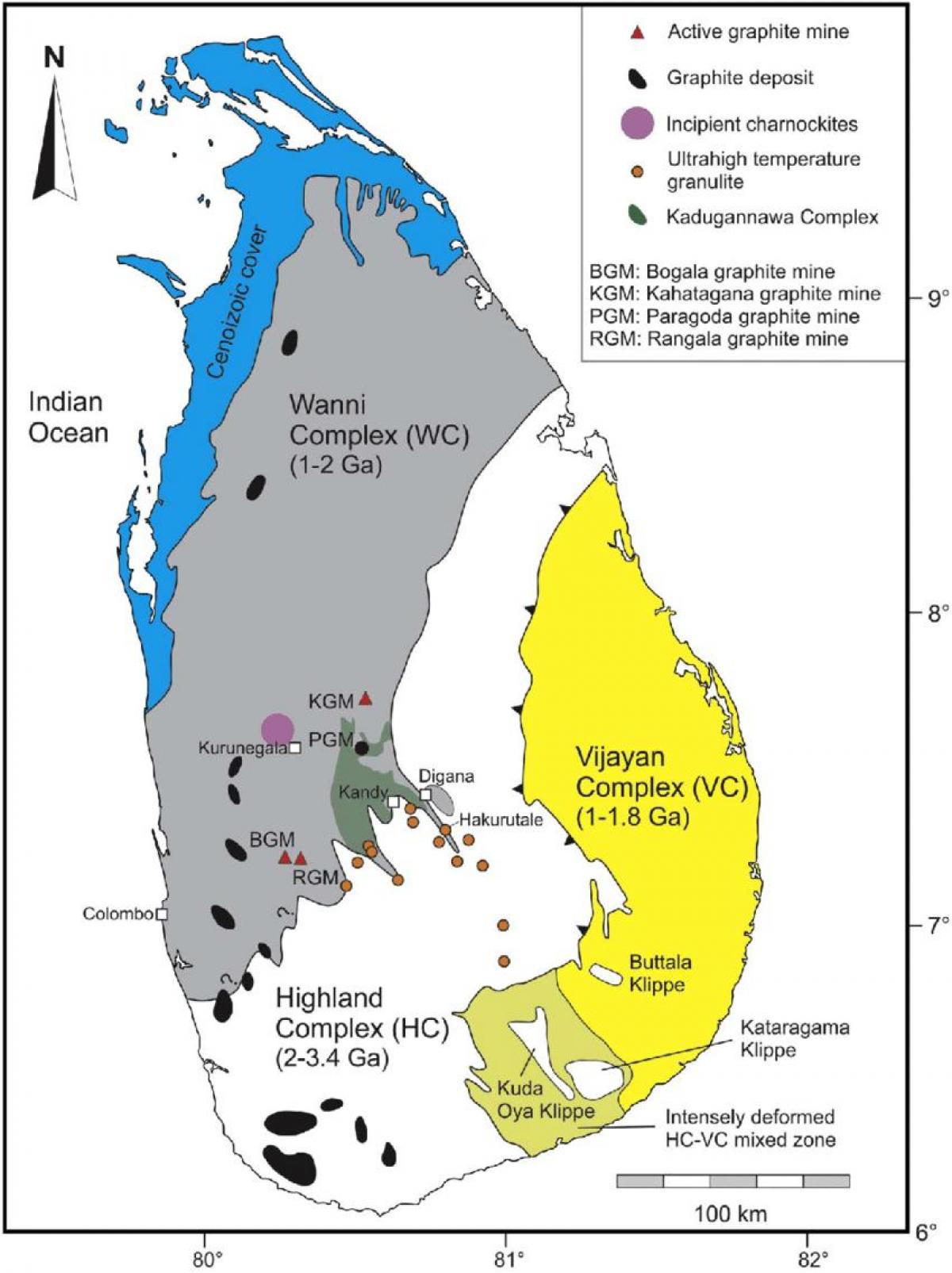 karte minerālvielas, Sri Lanka