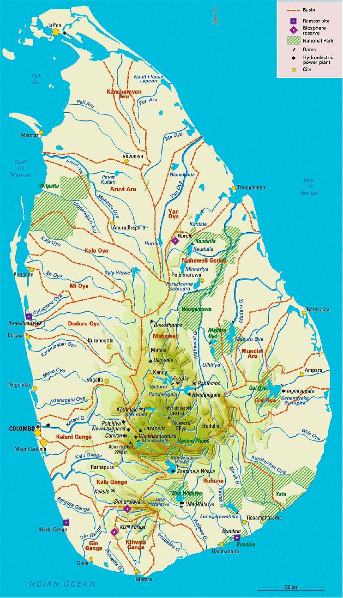 Šrilankas upes karti tamil