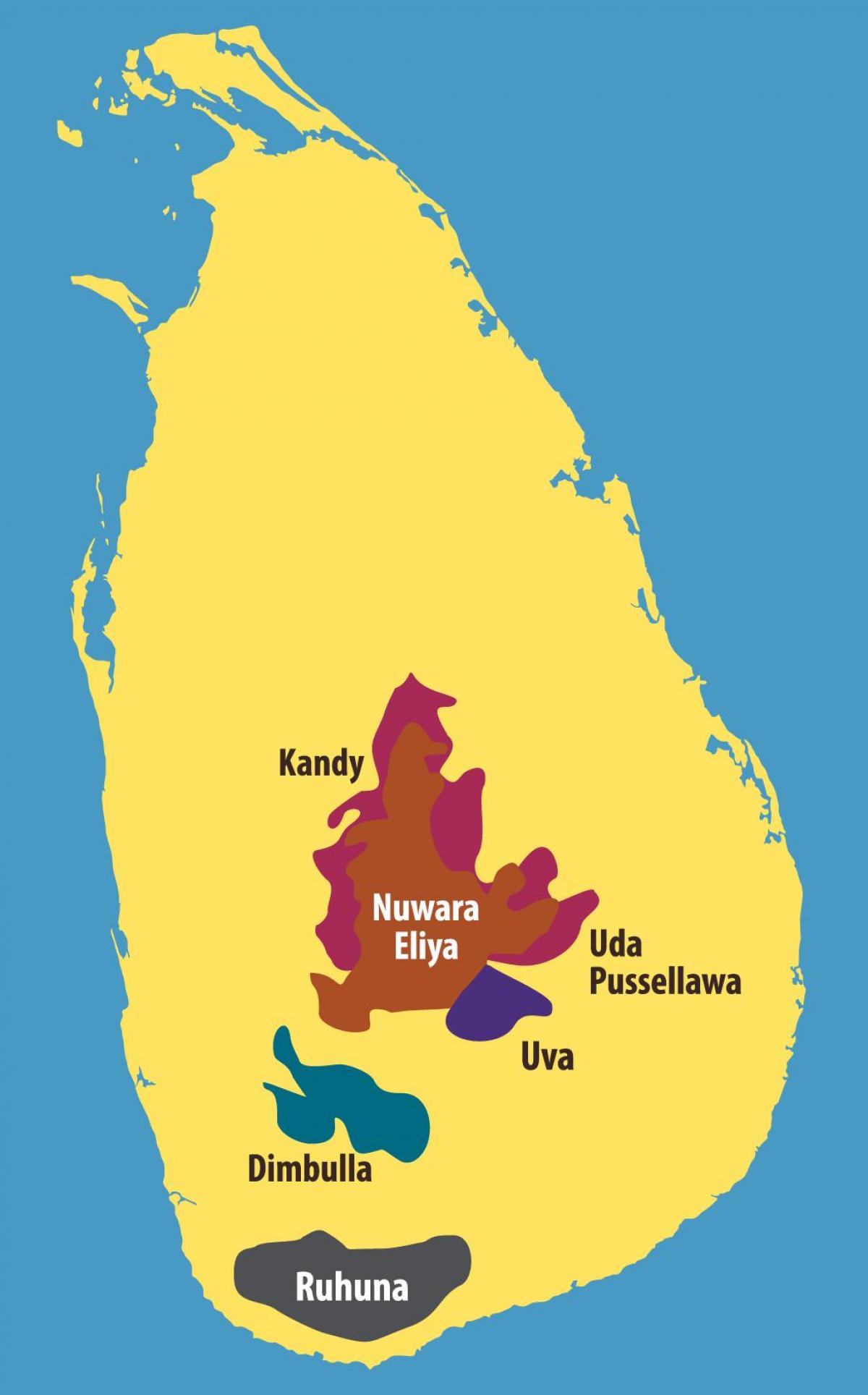 kartes Šrilankas tējas plantācijas