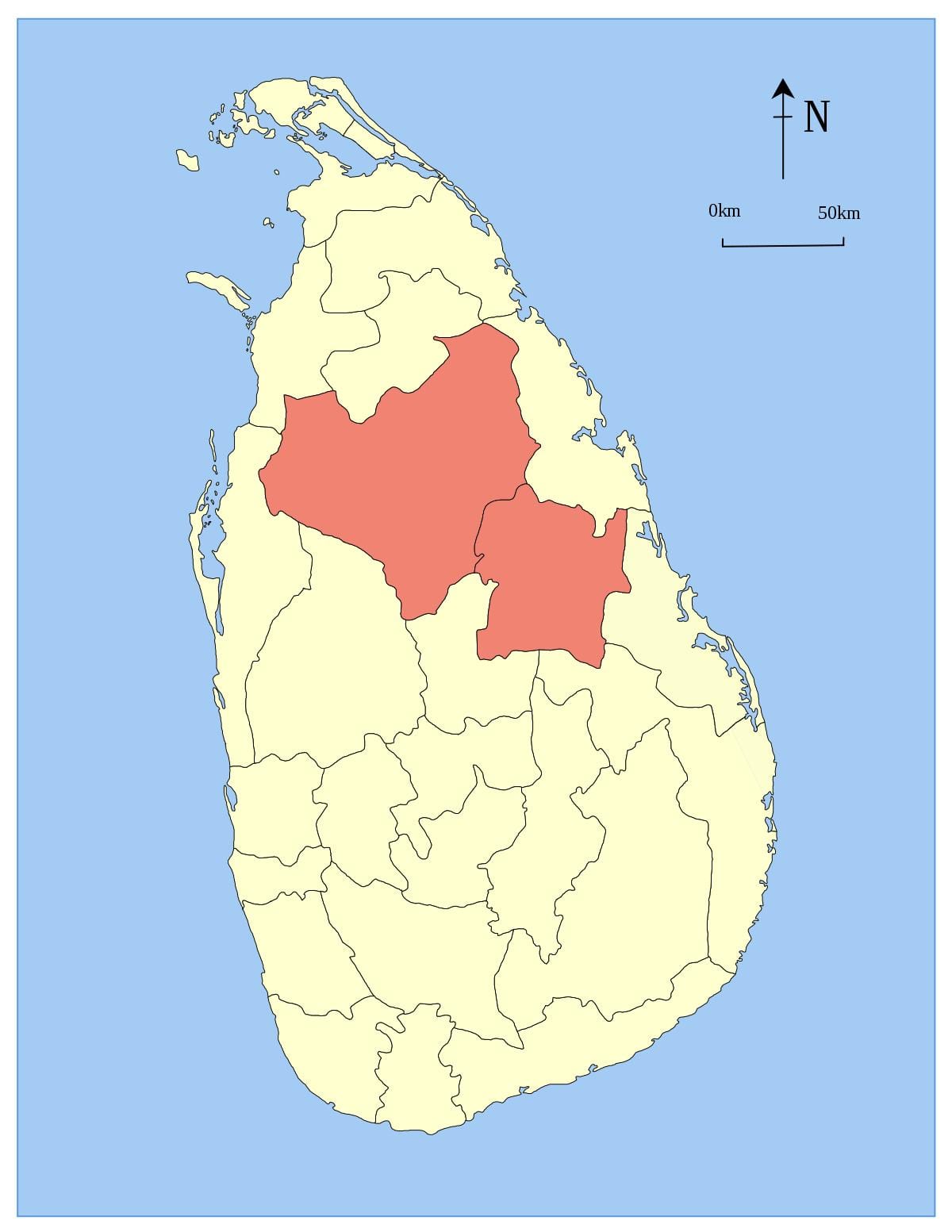 centrālās provinces Šrilanka karte