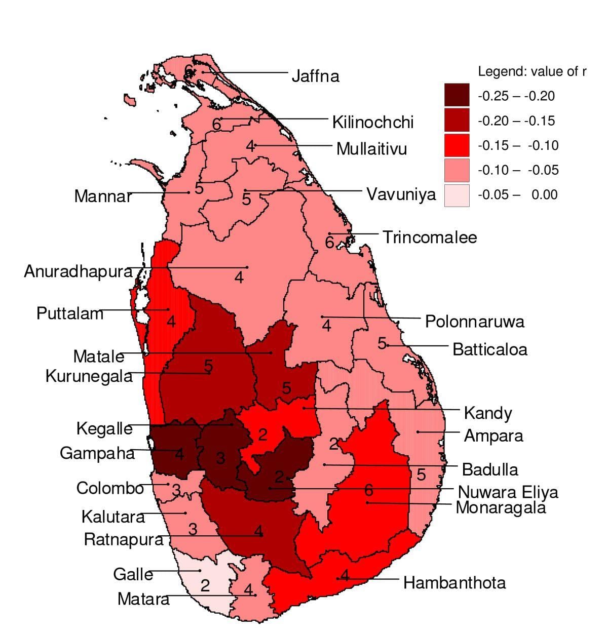 karte Šrilanka malāriju