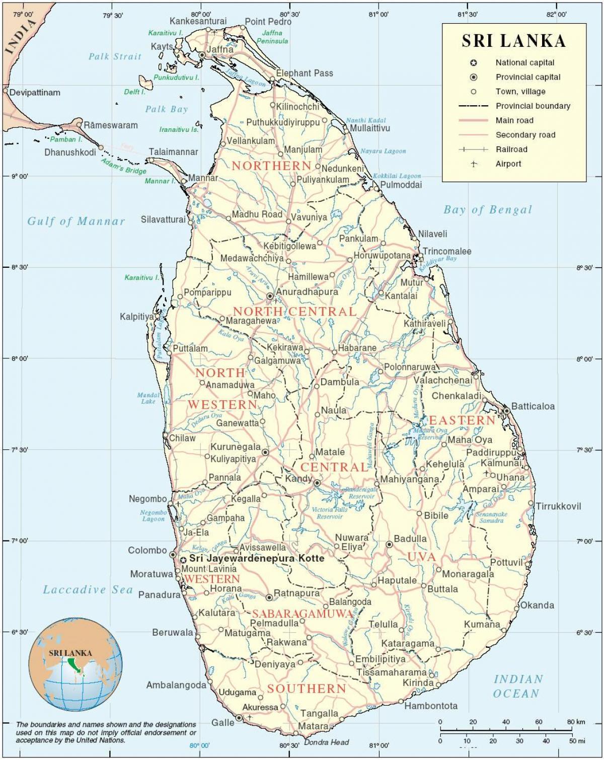 Šrilanka karte hd