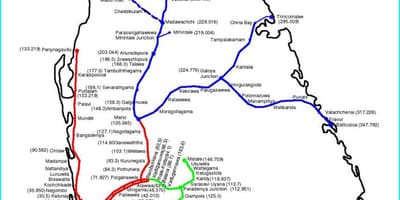 Dzelzceļa maršruta karte Šrilanka