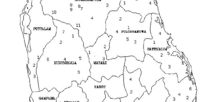 Karte Šrilanka karte melnā un baltā krāsā