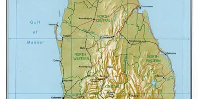 Karte Sri Lanka fizisko