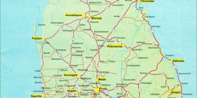 Ceļu distances karte Šrilanka