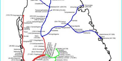 Dzelzceļa maršruta karte Šrilanka