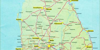 Karte Šrilanka karti ar attālumu